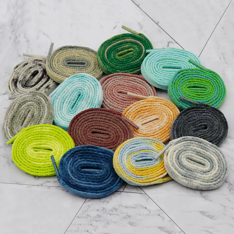 Weiou Lace 20 Pretty Colors Thickness Tie-dye Ropes 8MM Flat Type Artistic Sneaker Boots Cord 60-180CM Shoe Accessory Wholesale 250319
