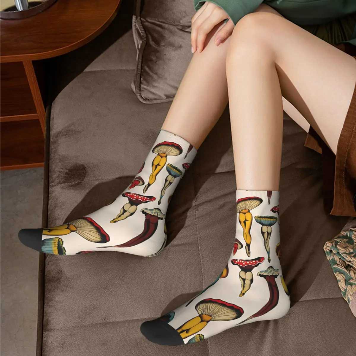 Sexy Mushroom Socks for Men and Women Spring Long Socks Printing X250319