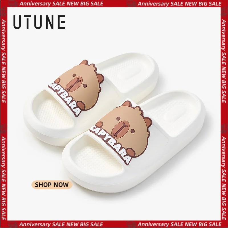 Parent- Cartoon Slippers Summer Non-Slip Flip Flops Cute Capybara s Adults Home Beach Shoes 250318