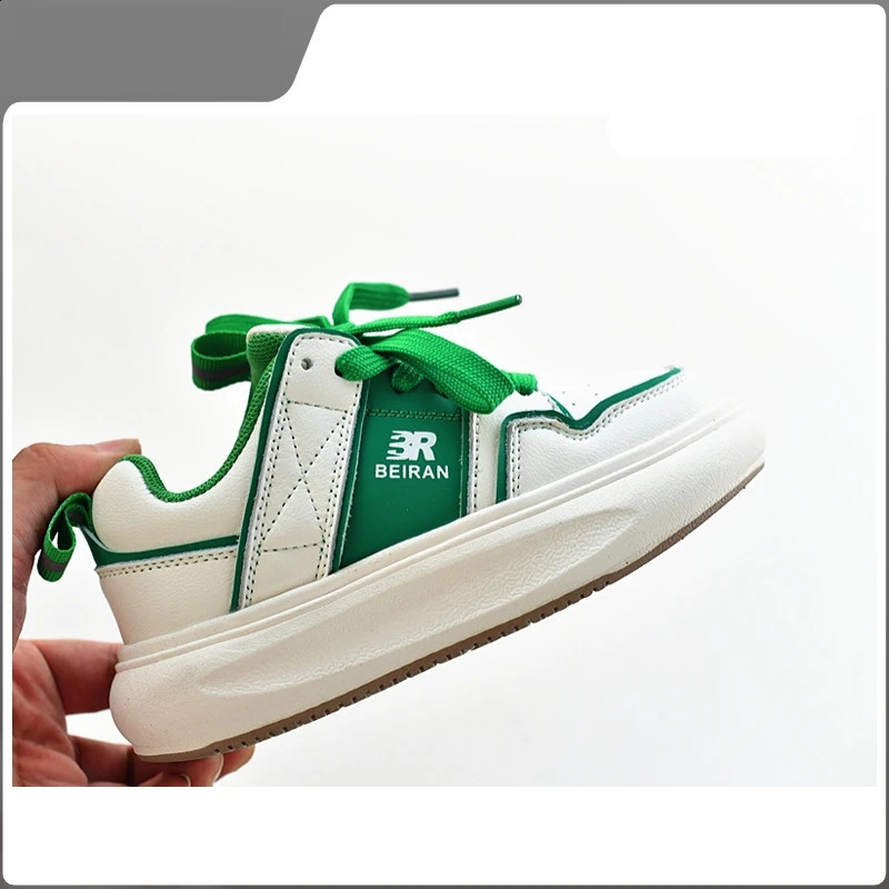 Autumn Genuine Leather Kids Skate Shoes Spring Outdoor Sports Boys Clunky Sneaker Non-slip Cushioned Sole Girls Casual Shoes 250319