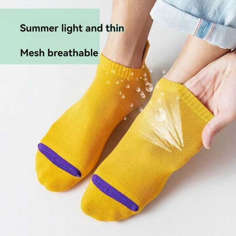 5/10 pairs of summer mens fashionable short socks anti odor sweat absorbing breathable mesh letter sports style ankle socks X250319