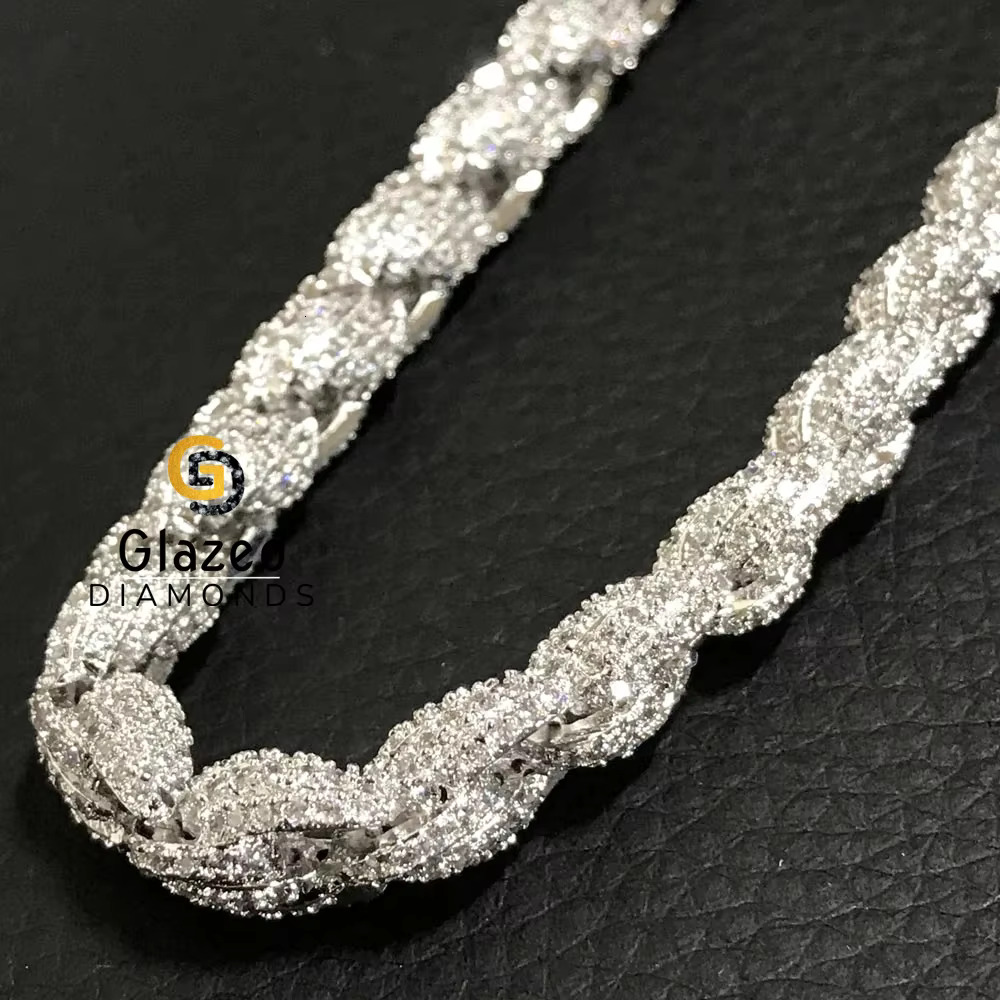 Personalized Hip Hop Cuban Chain Crafted From Round Cut Moissanite Diamonds Set in 10Kt White Gold for Men