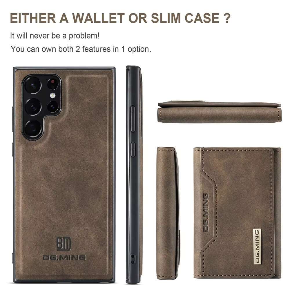 Detachable Leather Magnetic Card Pocket Phone Galaxy S23 S24 Plus Ultra, Wallet Case for Samsung S22 Ultra