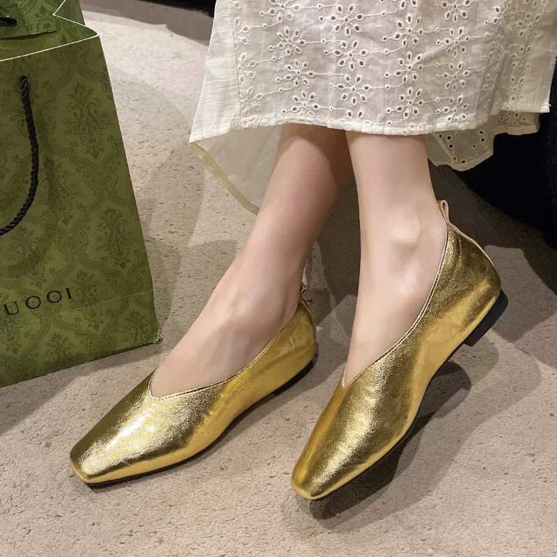 Womens Loafers Genuine Leather Luxury Shoes Sss Grade Sier High Heels Gold Pump Square Toes Elegant Mary Janes Womens ShoesXJ250319