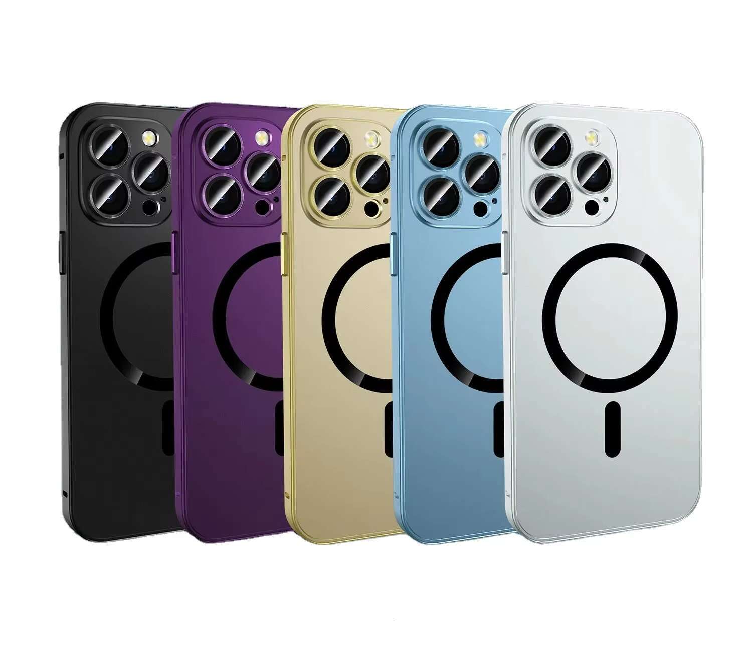 Aluminum Alloy Magnetic Wireless Charging Phone Case for iPhone 16 15 Pro Max Desert Titanium Shockproof Metal Frame Cover