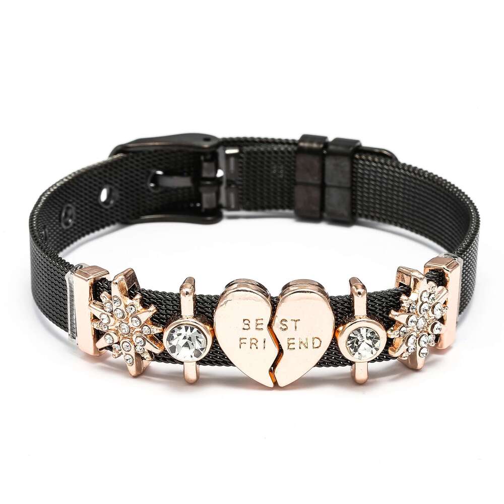 10mm Black Color Unicorn Rainbow Beads Charm Bracelets DIY Mesh Keeper Bracelet Bangle Pulseras Mujer For Women Men Jewelry Gift