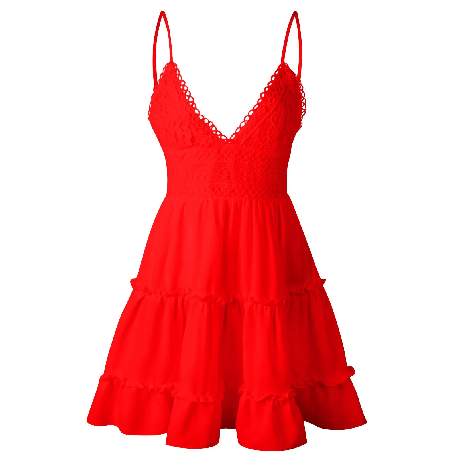 Dresses On Sale Clearance Womens Sexy Spaghetti Strap Backless Lace Bow Tie Contrast Dress Elbise 250314