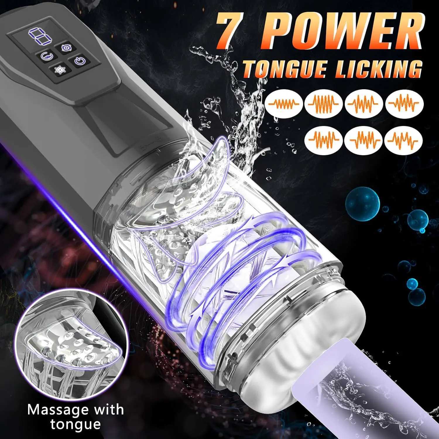 3-in-1 automatic male masturbator with vibrator and rotating stimulation licking male penis coach adult sex toy 3D textureXJ250319