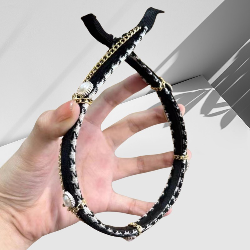 Fabric French Chic Simulated Pearl Chain Headband for Party & Everyday Use