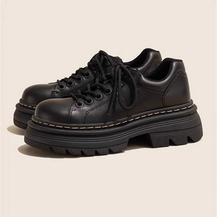 Womens Derby Shoes Autumn British Style Womens Shoes with Fur Round Toe Platform Casual Sports Shoes Leather Autumn PrXJ250319