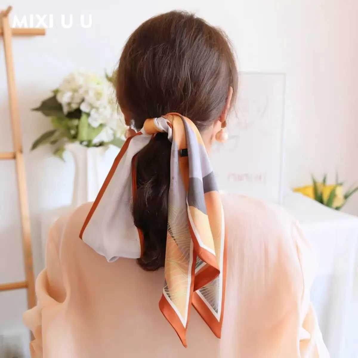 Fashionable printed headband scarf necktie bag scarf satin tight scarf for women foard floral belt 2025 new X250319