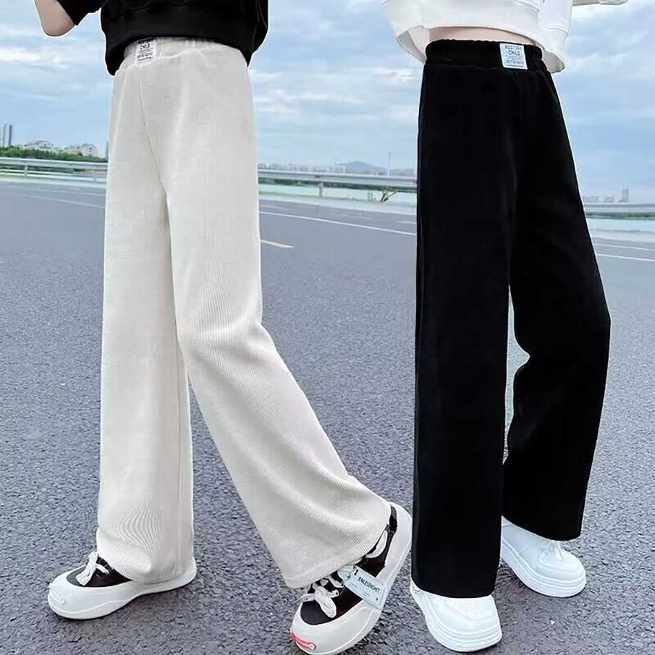 Girls Wide Leg Pants New Spring/Summer Trend Childrens Cowboy Casual Straight Leg Pants Girls Trend Weight Loss PantsT250318