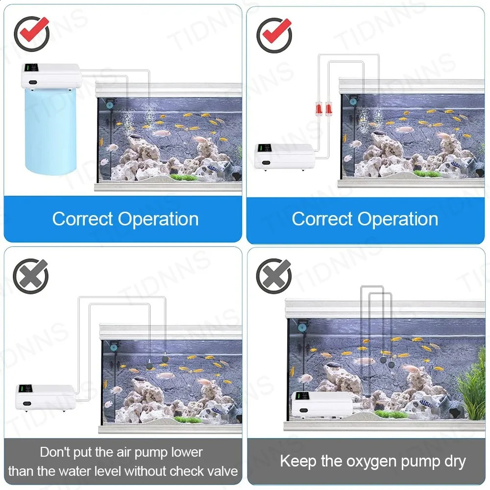 Aquarium Fish Tank Oxygen Pump Charging DualPurpose Air Usb Lithium Battery Household Portable Fishing Mute 6000mA Outdoor 250318