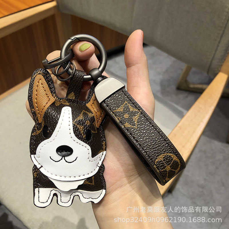 Keychains Lanyards Old Flower Corgi Dog Key Chain Ring Love Star Sheep Pendant Bag with Jewelry Girl H250318