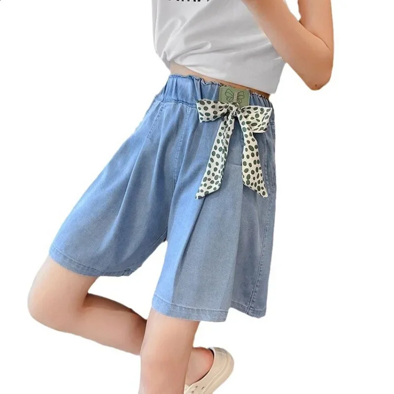 Girls shorts summer outside wear big children foreign girls thin denim five childrens skirt trousers sonic 250319