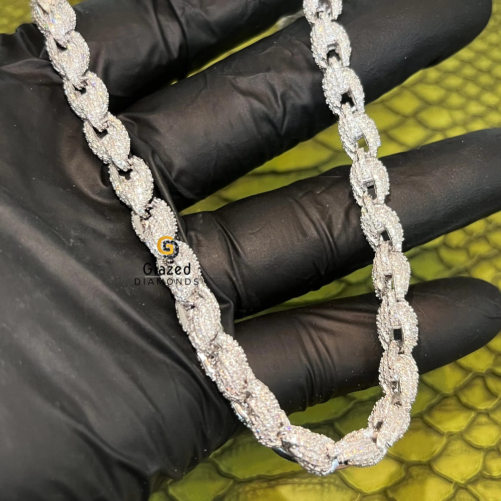 Personalized Hip Hop Cuban Chain Crafted From Round Cut Moissanite Diamonds Set in 10Kt White Gold for Men