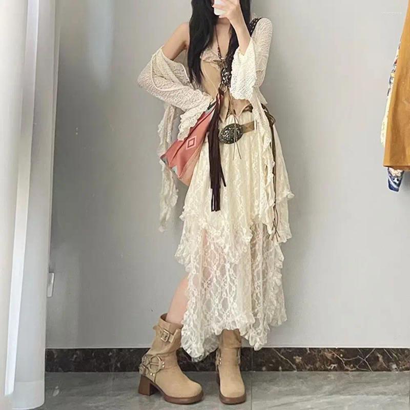 Skirts Women Y2k Spring Summer 2025 In Korean Fashion Harajuku Long Maxi Skirt Woman Clothing Vintage Lace Womens