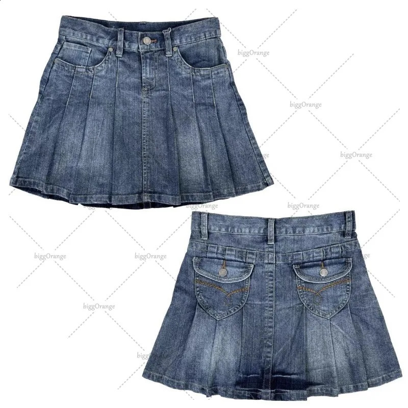 Gothic Punk Sexy Low Waist Leather Jean Skirt Women Harajuku Y2K Streetwear Belt Skirt Vintage Retro Fashion Denim Mini Skirt 250318
