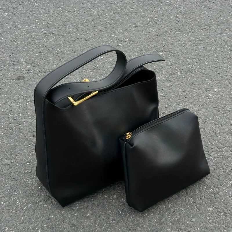 New Arrival Womens fashionable handbag minimalist shoulder bag vintage synthetic leather bucket bag polyurethane lining unprinted T250318