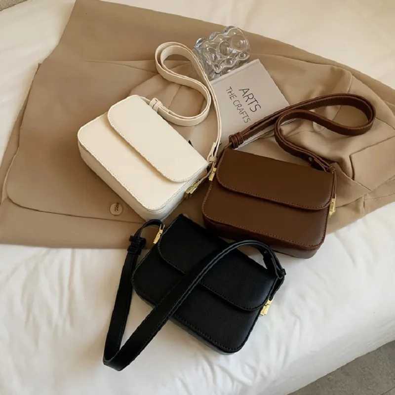 New Arrival Vintage Pu Leather Womens Bag Solid Color Simple Fashion Female Shoulder Crossbody Bags Luxury Design Bag T250318