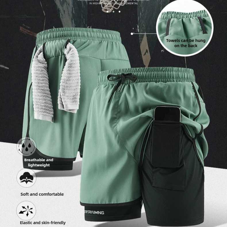 Mens Running Shorts Gym Exercise 2 in Fast Drying Training Gym Fitness Slow Running Shorts Summer Hot Mens Sportswear W250319