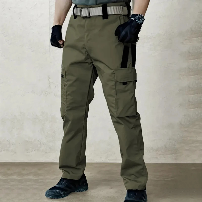 2025 Outdoor Tactical Pants Mens City Work Goods Trouser SpringSummer Waterproof Multi Pocket Hiking Training Bag 250319