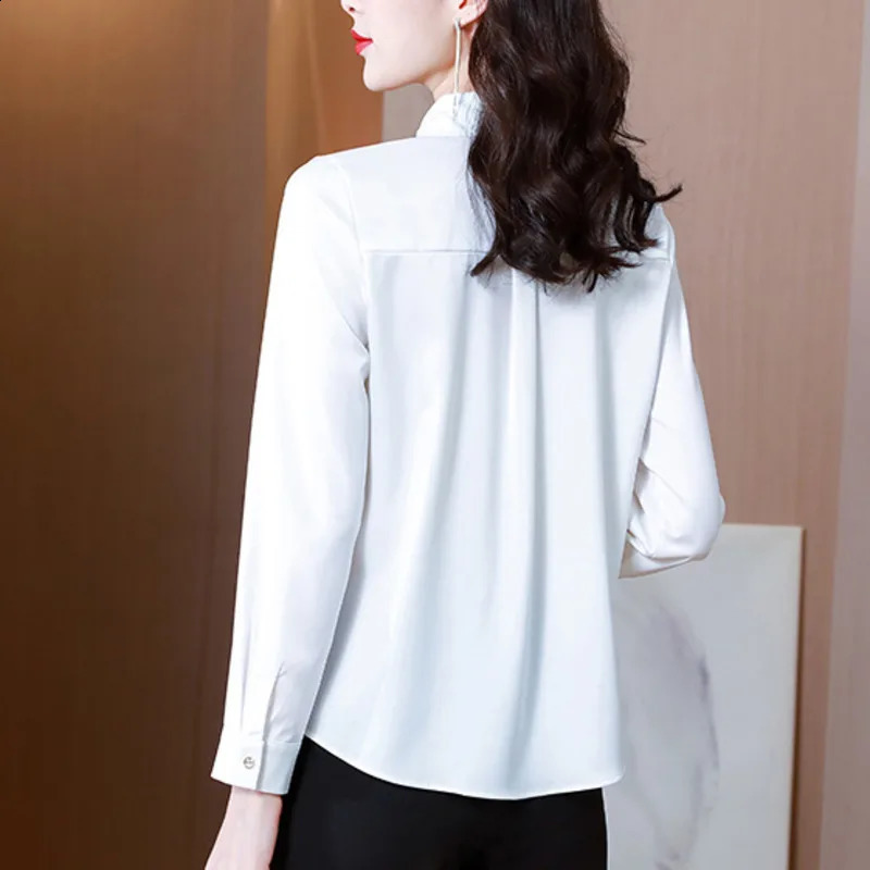 #2510 Satin Shirts Women Long Sleeves Office Shirt Ladies Solid Color Silk Woman Shirt Elegant Womens Tops And Blouses Spring 250318