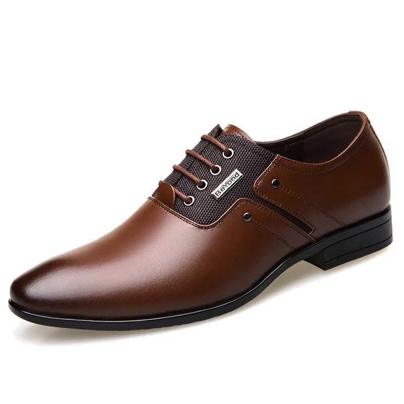 QFFAZ Large Size 38-47 Mens Wedding Shoes Black Brown Oxford Shoes Official Office UK Lace Mens ShoesXJ250319