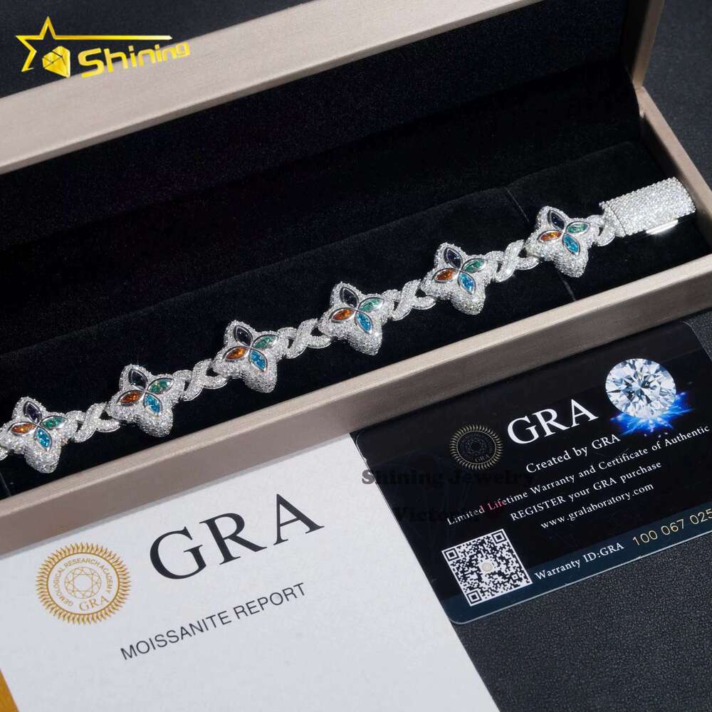 New Fashion Rapper Jewelry Ice Out Sier Plated Silica Clover 18Mm Infinite K Cuban Bracelet For Men