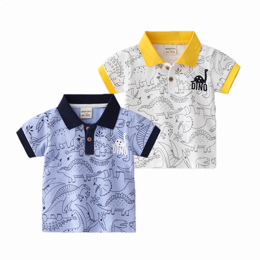 Dinosaur Print Boys POLOS Kids Short Sleeved T-shirt Cartoon Embroidery Blouses Summer 1 To 7 Yrs Childrens Clothing 250319