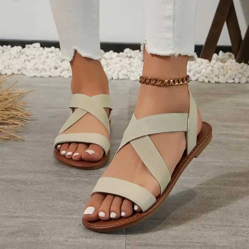 New Arrival Summer new womens flat Roman sandals with non slip rubber soles fashionable womens shoes T250318