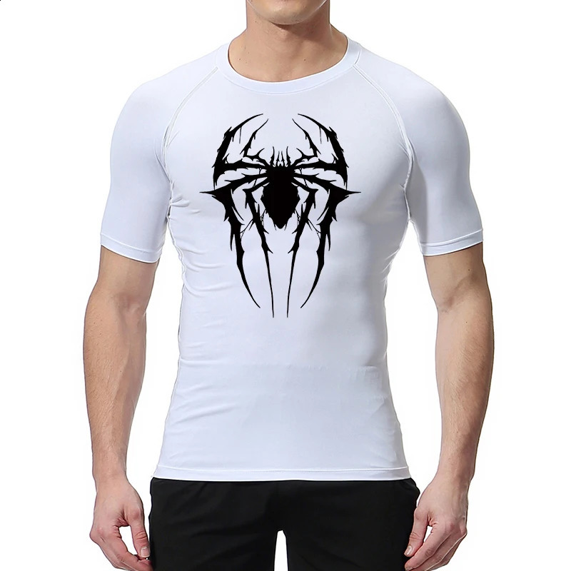 Spider Graphic Compression Shirts for Men Gym Workout Rash Guard Athletic Quick Dry Tshirts Tees Tops Undershirts Baselayers 250319