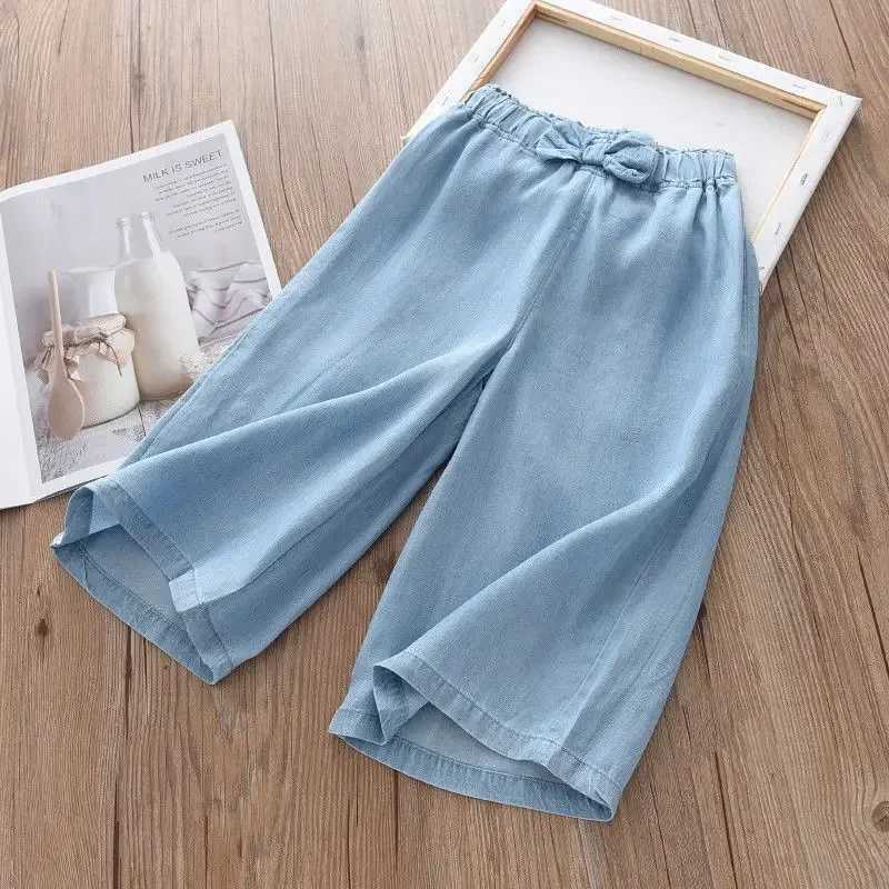 New fashion childrens wide leg pants summer casual thin chiffon cutting Trouser teenage girls clothing 2 4 6 8 10 yearsT250318