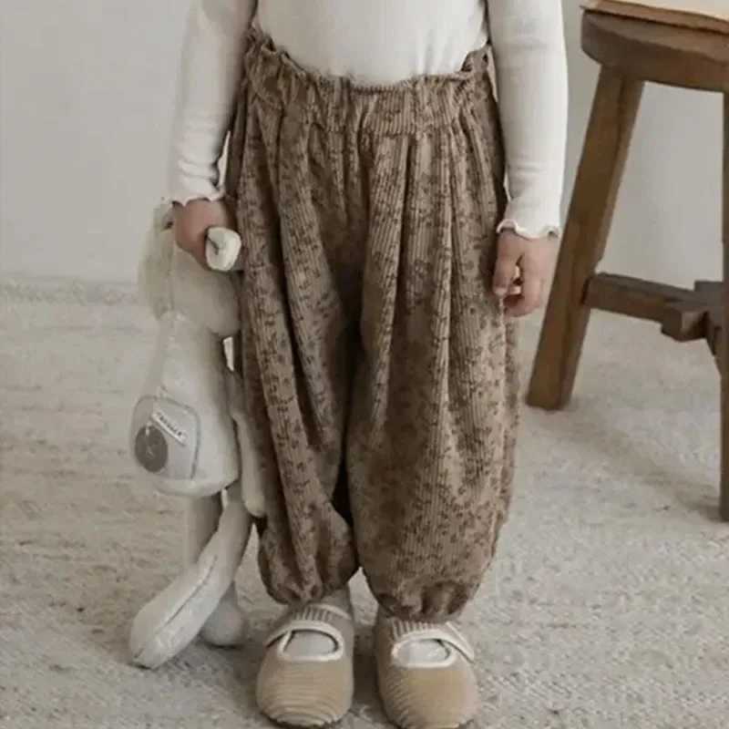 1-12Y Childrens Korean Casual Clothing Autumn Baby Retro Loose Boys Outdoor Harem Pants Printed Girls Childrens Fashion TrousersT250318