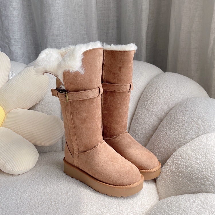 Womens long tube snow boots big head comfortable winter boots womens thick warm cotton shoes 241007