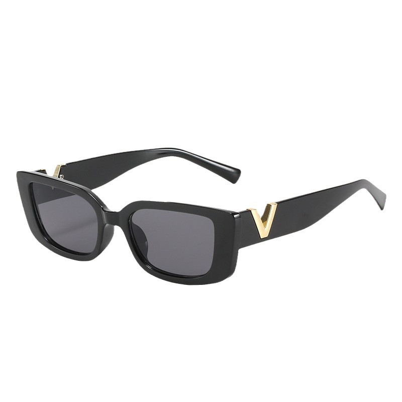 Explosive fashion V square small frame sunglasses advanced sense of European and American style net red with the same trend retro sunglasses 2025