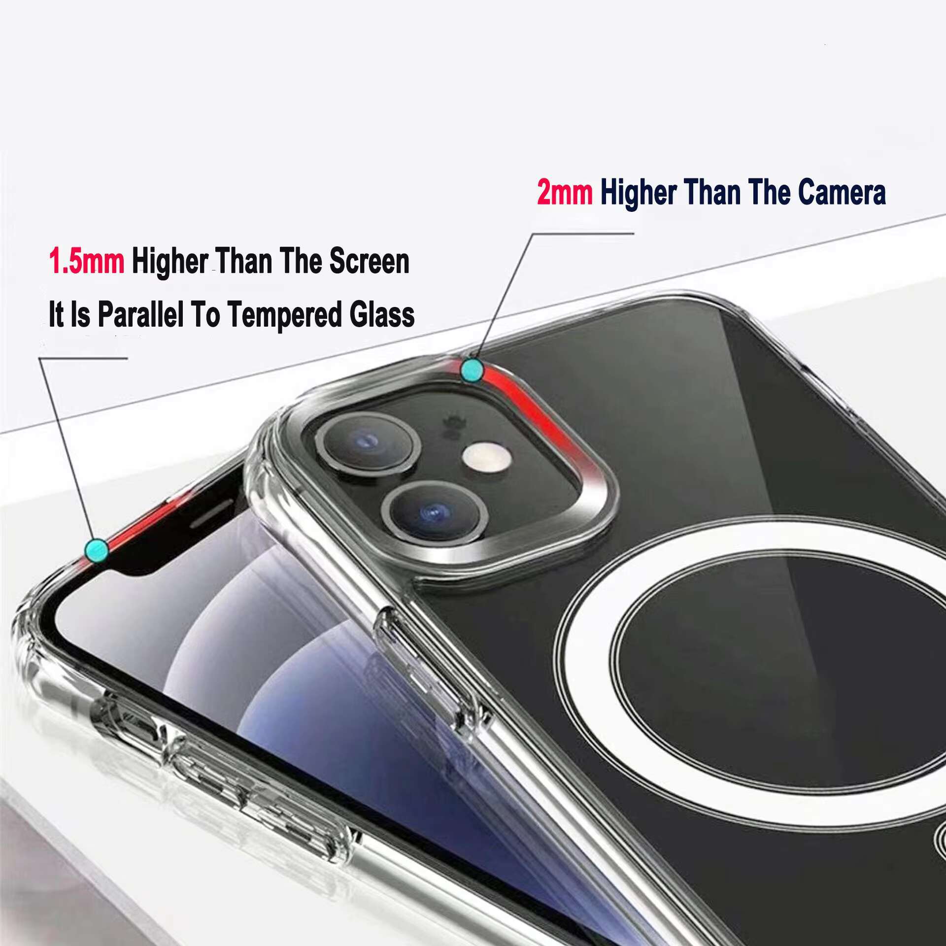Shockproof Clear Charger Mag Mobile Cases Transparent Safe Magnetic Phone Case for Iphone 15 14 13 Pro Max