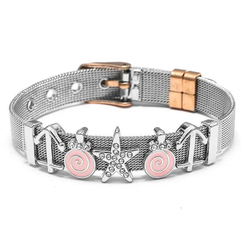 10mm Stainless Steel Mesh Bracelets Original Lollipop Star Beads Charm Keeper Bracelets Bangles For Women Fashion Jewelry Gift
