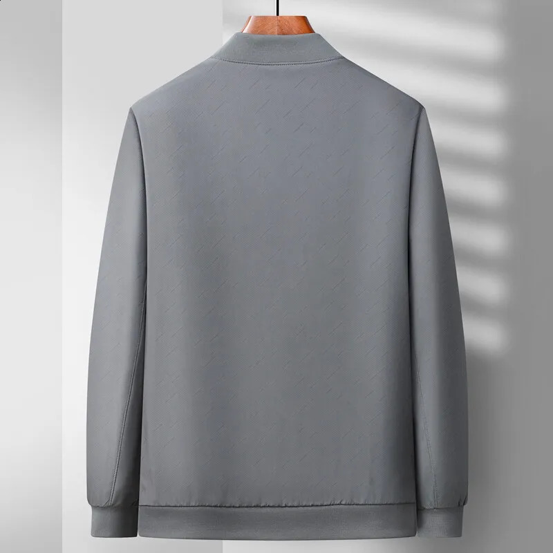 Classic Baseball Collar Solid Color Business Casual Zipper Jacket Mens Wear 250317
