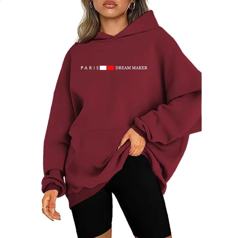 Womens collar super large hoodie pocket fashion trend streetwear classic style lining sportswear 250318