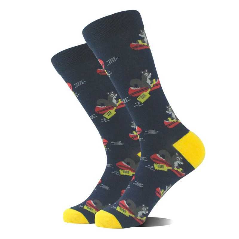 Happy and Fun SoCKs for Men Alien Design for Dogs Pandas Penguins Frogs Skarpetki Sokken Unisex Hip Hop Large Sized Skateboarding Divertidos X250319