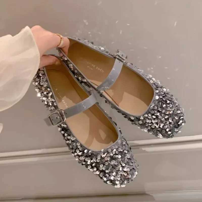 Womens Mary Jane Shoes 2024 Spring New Flat Bottom Shallow Mouth Elegant Daily Comfortable Soft Bottom Square Head Womens ShoesXJ250319