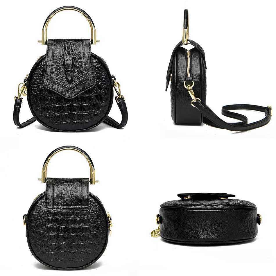 New Arrival Circular Crocodile pattern womens handbag brand leather womens handbag wallet fAshionable small womens shoulder bag T250318