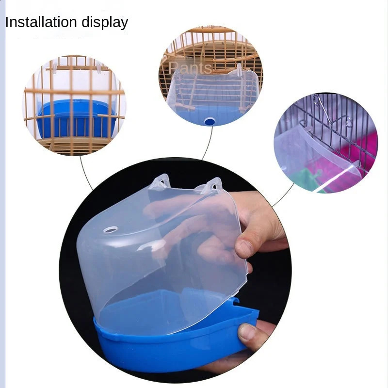 Hanging Bird Bath Cube Parrots Bathtub Shower Box Cage Accessory for Little Canary Budgerigar Cockatiel Lovebird 250318