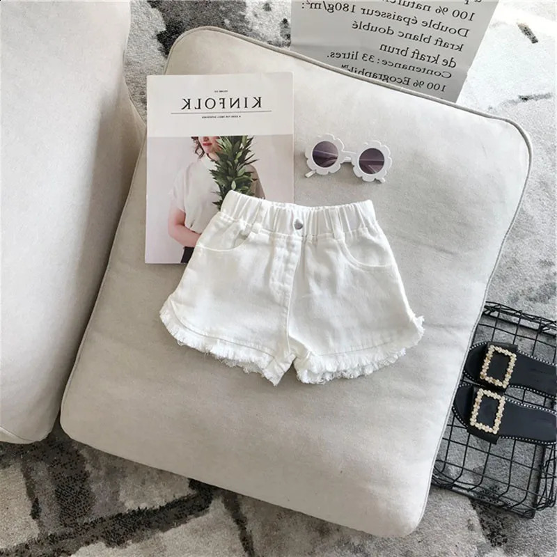 ChildrenS Clothing Summer Solid Color Korean Pants Girls Casual White Jeans Toddler Kids Solid Color Shorts Baby Pants 250319