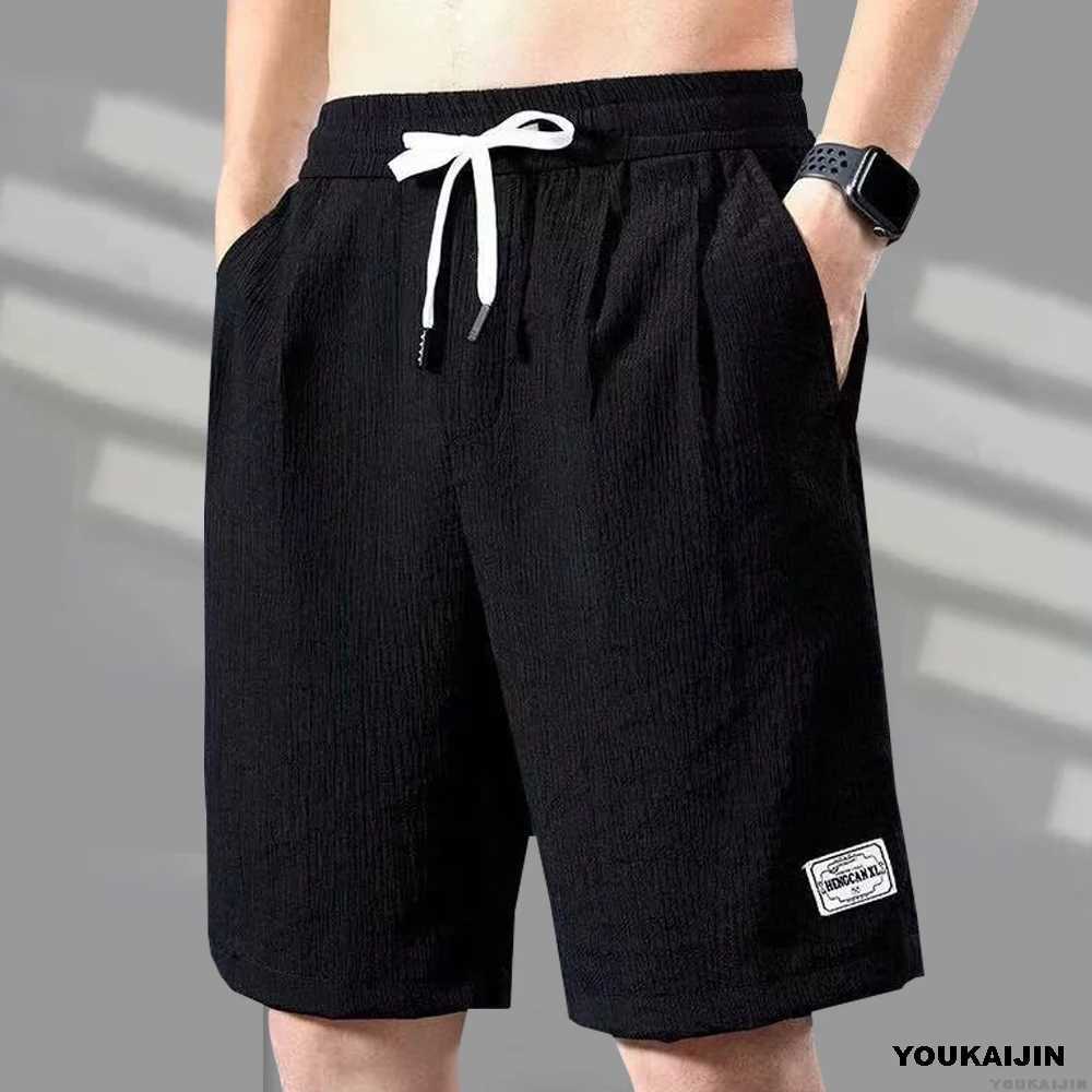 Silk shorts mens thin sports pants loose straight leg cool breathable new fashion trend casual S-XXXL drawstring shorts W250319