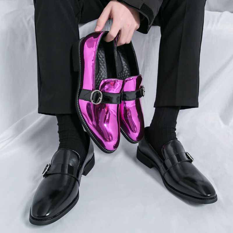 Womens Purple Mens Formal Shoes Plus Size 48 Designer Bright Patent Leather Shoes for Men Party Dress Wedding Shoes Man OxfordXJ250319