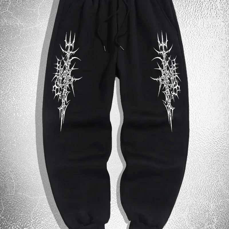 Mens printed waist sports pants street casual pants sports pants suitable outdoor sports and leisure pure jogging pants X250319