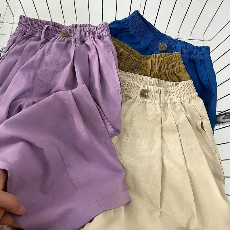 Spring and summer baby and girls cotton loose pleated one button oversized casual pants for children Trouser childrens bottom 2-8 years oldT250318