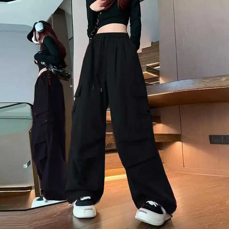 Retro Casual Womens Streetwear Oversize Sweatpants Hip-Hop Y2K Cargo Pants Chic Red Jogger Pants New In Lady Wide Leg TrousersT250318